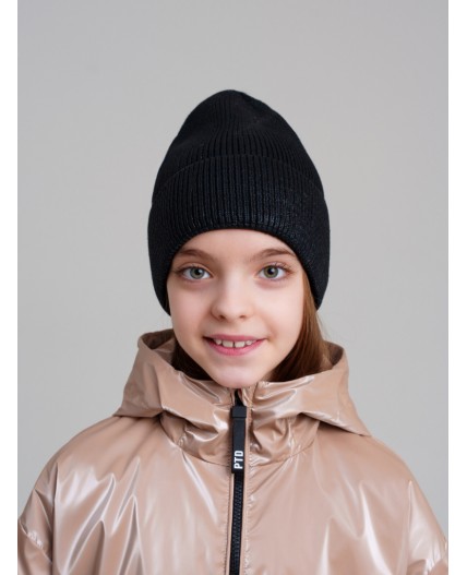 Шапка трикотажная для девочек черный