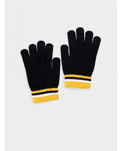 Перчатки трикотажные для мальчиков черный,оранжевый