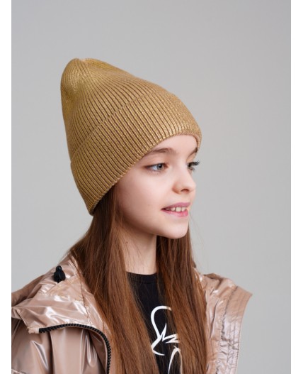 Шапка трикотажная для девочек бежевый