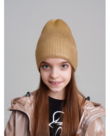 Шапка трикотажная для девочек бежевый