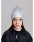 Шапка трикотажная для девочек серебряный