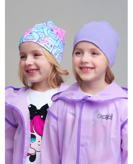 Шапка трикотажная для девочек, 2 шт в комплекте разноцветный