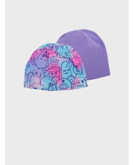 Шапка трикотажная для девочек, 2 шт в комплекте разноцветный