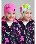 Шапка трикотажная для девочек, 2 шт в комплекте разноцветный,розовый неоновый