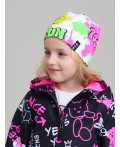 Шапка трикотажная для девочек, 2 шт в комплекте разноцветный,розовый неоновый