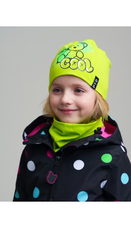 Комплект трикотажный для девочек: шапка, снуд светло-зеленый