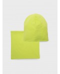 Комплект трикотажный для девочек: шапка, снуд светло-зеленый