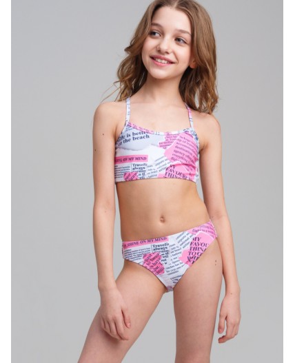 Купальный костюм трикотажный для девочек разноцветный