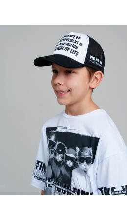 Кепка текстильная для мальчиков черный,белый