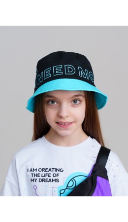 Панама текстильная для девочек черный,голубой