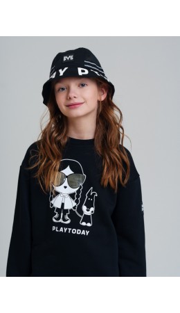 Панама текстильная для девочек черный