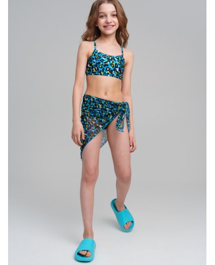 Комплект трикотажный для девочек: купальный костюм, парео разноцветный