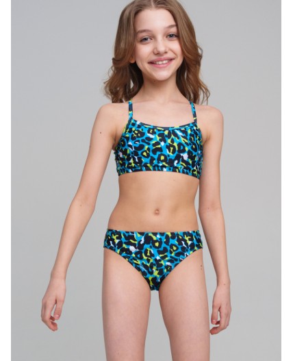 Комплект трикотажный для девочек: купальный костюм, парео разноцветный