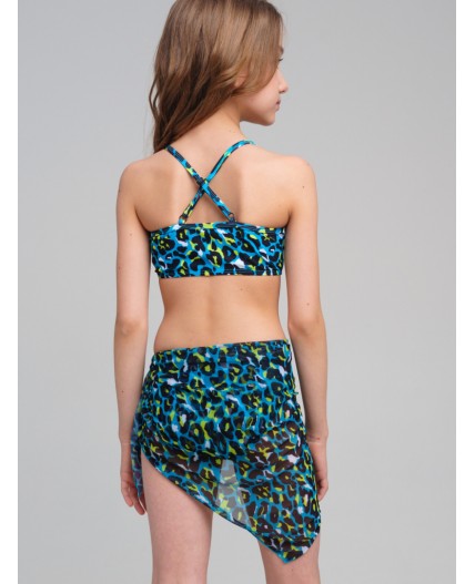 Комплект трикотажный для девочек: купальный костюм, парео разноцветный