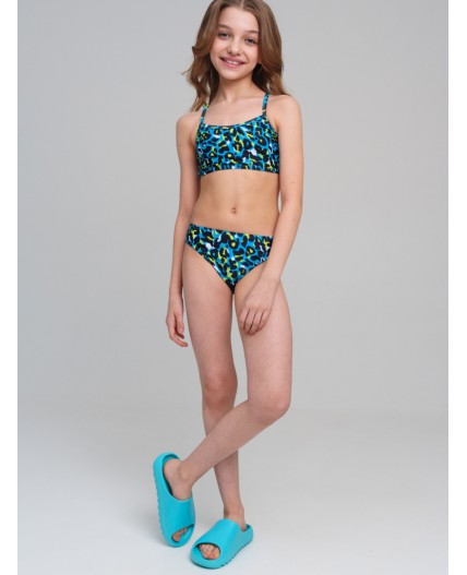 Комплект трикотажный для девочек: купальный костюм, парео разноцветный