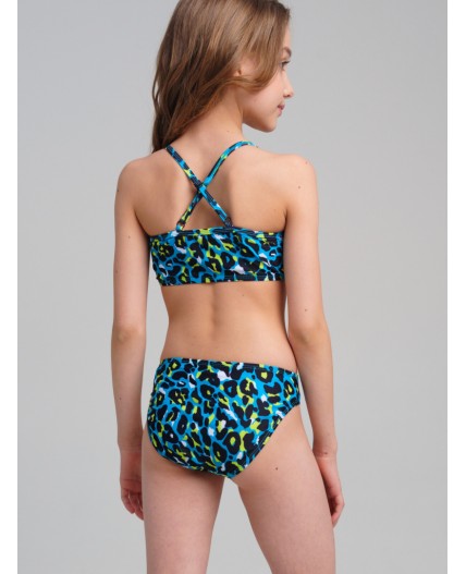 Комплект трикотажный для девочек: купальный костюм, парео разноцветный