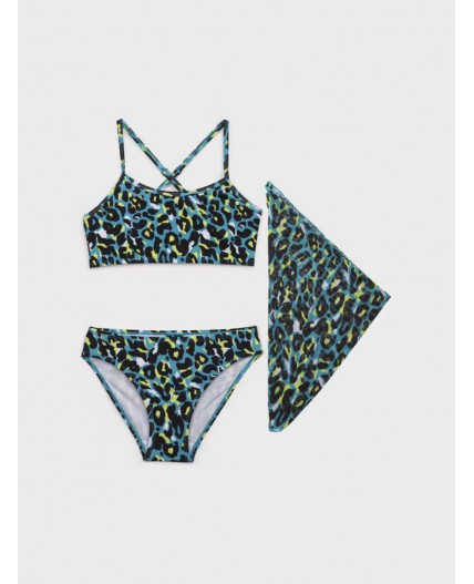 Комплект трикотажный для девочек: купальный костюм, парео разноцветный