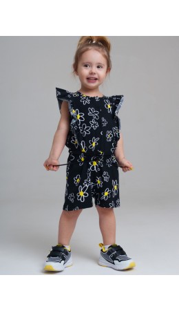 Комбинезон детский трикотажный для девочек черный,белый