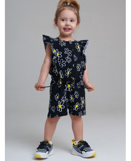 Комбинезон детский трикотажный для девочек черный,белый