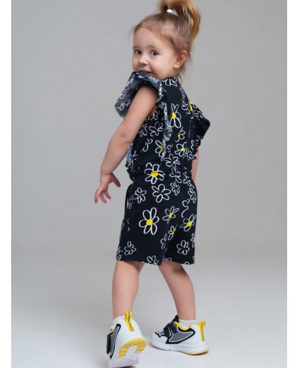 Комбинезон детский трикотажный для девочек черный,белый