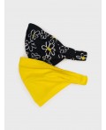 Косынка трикотажная для девочек, 2 шт в комплекте черный,жёлтый,белый