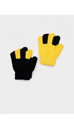 Перчатки детские трикотажные для девочек, 2 пары в комплекте жёлтый,черный