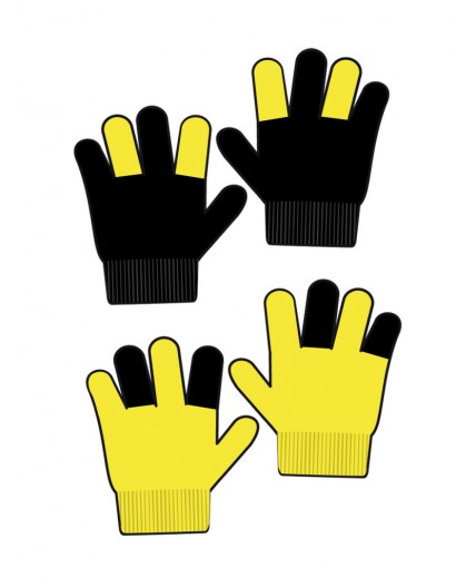 Перчатки детские трикотажные для девочек, 2 пары в комплекте жёлтый,черный
