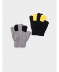 Перчатки детские трикотажные для мальчиков, 2 пары в комплекте серый,черный,жёлтый