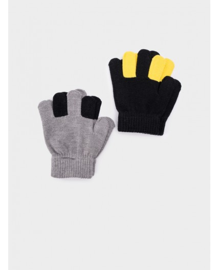 Перчатки детские трикотажные для мальчиков, 2 пары в комплекте серый,черный,жёлтый