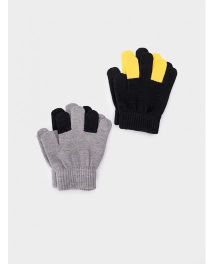 Перчатки детские трикотажные для мальчиков, 2 пары в комплекте серый,черный,жёлтый