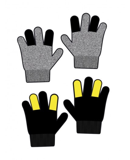 Перчатки детские трикотажные для мальчиков, 2 пары в комплекте серый,черный,жёлтый