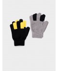 Перчатки трикотажные для мальчиков, 2 пары в комплекте серый,черный,жёлтый