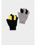 Перчатки трикотажные для мальчиков, 2 пары в комплекте серый,черный,жёлтый