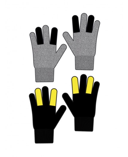 Перчатки трикотажные для мальчиков, 2 пары в комплекте серый,черный,жёлтый