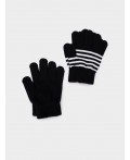 Перчатки трикотажные для девочек, 2 пары в комплекте белый,черный