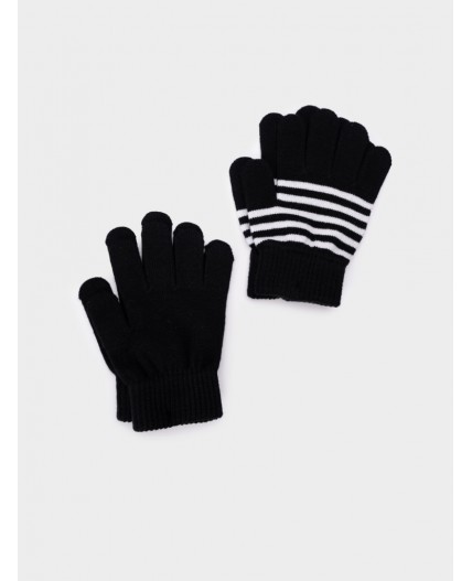 Перчатки трикотажные для девочек, 2 пары в комплекте белый,черный