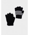 Перчатки трикотажные для девочек, 2 пары в комплекте белый,черный