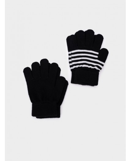Перчатки трикотажные для девочек, 2 пары в комплекте белый,черный