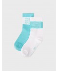 Носки трикотажные для девочек, 2 пары в комплекте белый,голубой