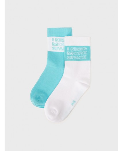 Носки трикотажные для девочек, 2 пары в комплекте белый,голубой