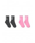 Носки трикотажные для девочек, 2 пары в комплекте черный,розовый