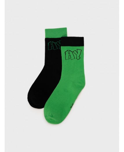 Носки трикотажные для мальчиков, 2 пары в комплекте черный,зеленый