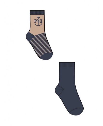 Носки трикотажные для мальчиков, 2 пары в комплекте бежевый,тёмно-синий