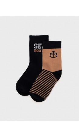 Носки трикотажные для мальчиков, 2 пары в комплекте тёмно-синий,бежевый