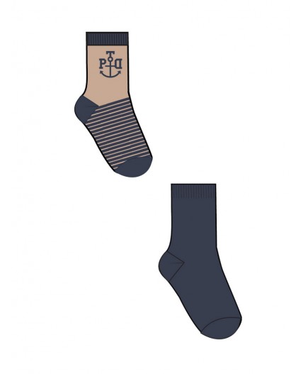 Носки трикотажные для мальчиков, 2 пары в комплекте тёмно-синий,бежевый