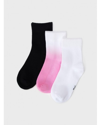 Носки трикотажные для девочек, 3 пары в комплекте розовый,белый,черный