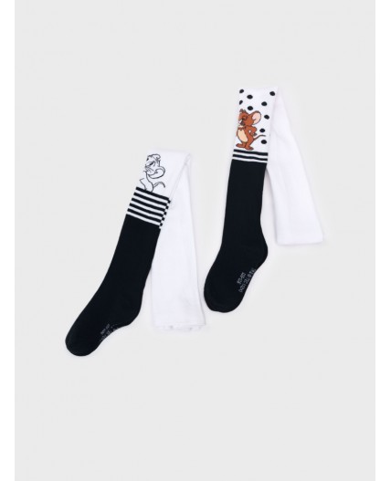 Колготки трикотажные для девочек, 2 пары в комплекте белый,черный