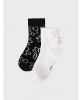 Носки трикотажные для девочек, 2 пары в комплекте белый,черный