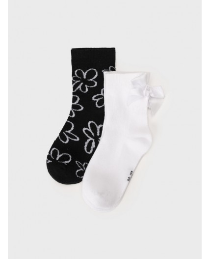 Носки трикотажные для девочек, 2 пары в комплекте белый,черный