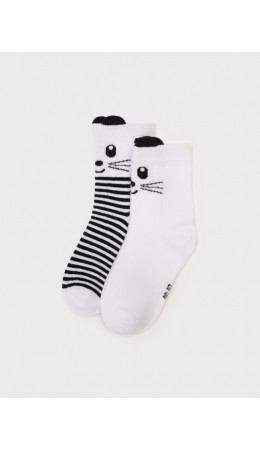 Носки трикотажные для девочек, 2 пары в комплекте белый,черный